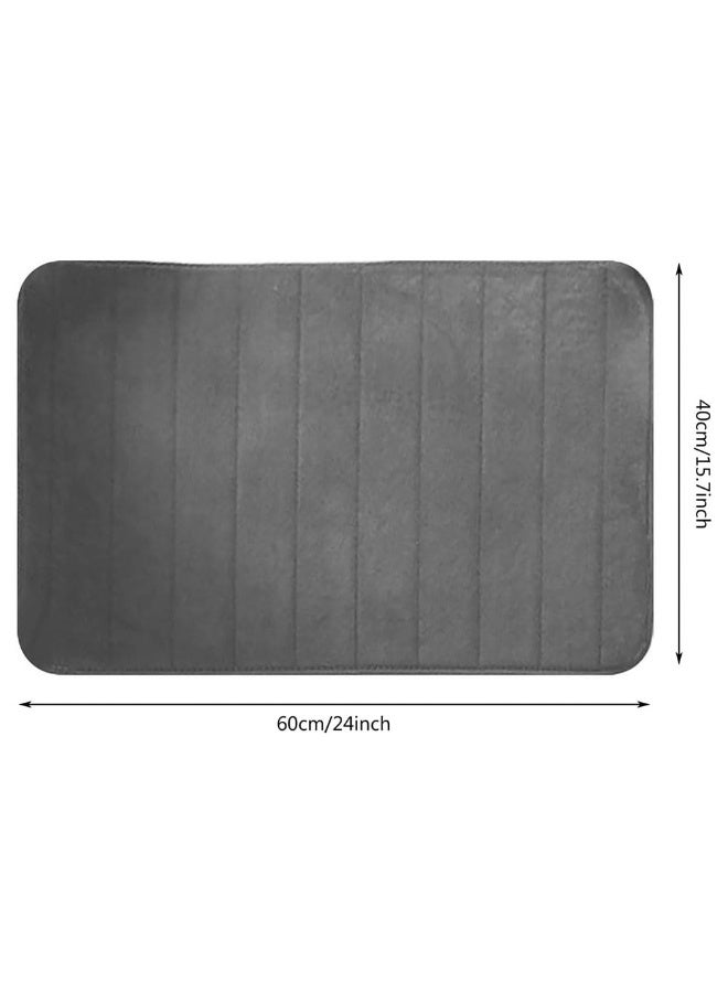 JZS Bath Mat Rug of Memory Foam, Ultra Soft and Non-Slip Bathroom Rugs, Water Absorbent and Machine Washable Bath Rug for Bathroom, Shower, and Tub,40 x 60cm,Grey - Image 2