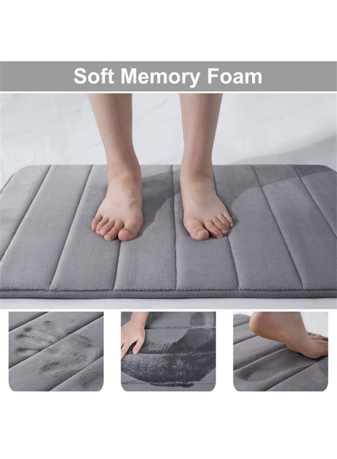 JZS Bath Mat Rug of Memory Foam, Ultra Soft and Non-Slip Bathroom Rugs, Water Absorbent and Machine Washable Bath Rug for Bathroom, Shower, and Tub,40 x 60cm,Grey - Image 3