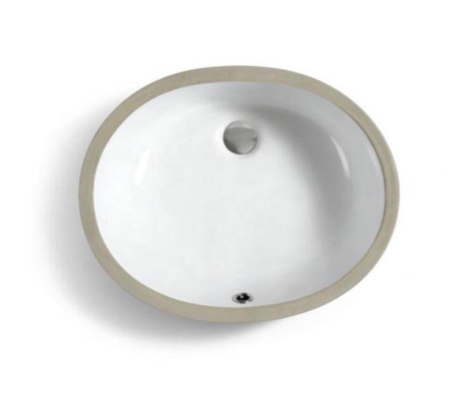 OCEANIC OCE-ZT-201B Under Counter Basin Glossy White Oval Ceramic Wash Basin - Image 1