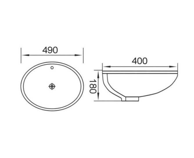 OCEANIC OCE-ZT-201B Under Counter Basin Glossy White Oval Ceramic Wash Basin - Image 2