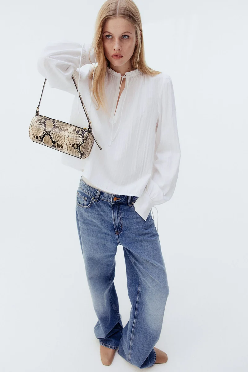 H&M Tie-detail cotton blouse