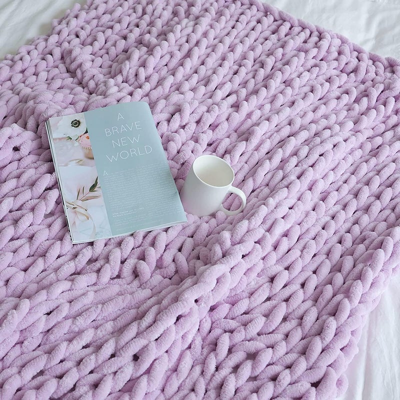 Maetoow Chenille Chunky Knit Blanket Throw (60×80 Inch), Handmade Warm & Cozy Blanket Couch, Bed, Home Decor, Soft Breathable Fleece Banket, Christmas Thick and Giant Yarn Throws, Purple - Image 4