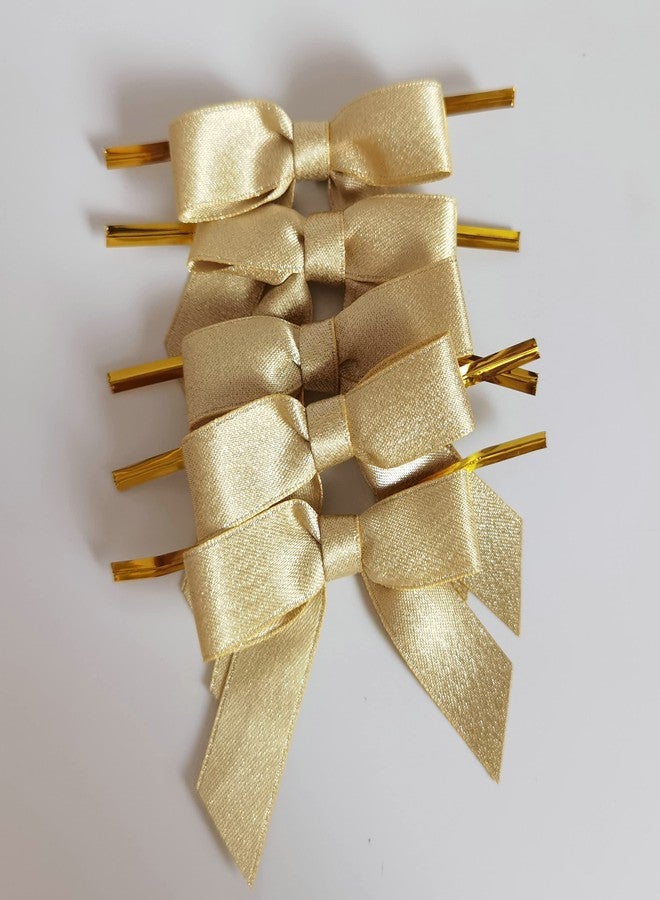 Micomon 50pcs 2-1/2" Gold Satin Ribbon Bows with Twist Ties for Gift Wrapping Packing Christmas Decoration (Gold) - Image 5