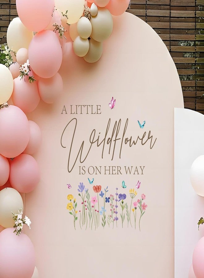Dvehdbay A Little Wildflower is On Her Way Baby Shower - A Little Wildflower is On Her Way Decal, A Little Wildflower is On Her Way Sign for Backdrop, First Birthday Decorations for Girl, 1st Party Supplies - Image 1