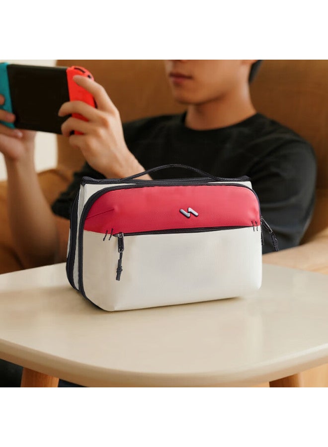 Inateck Four-fold Volcano Storage Bag For Digital Accessories And Data Cables, Desktop Accessory Organizer, Elf White – Includes Shoulder Strap - Image 2