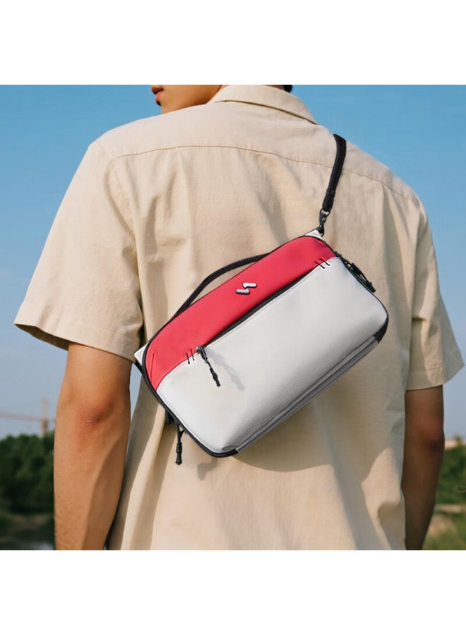 Inateck Four-fold Volcano Storage Bag For Digital Accessories And Data Cables, Desktop Accessory Organizer, Elf White – Includes Shoulder Strap - Image 1