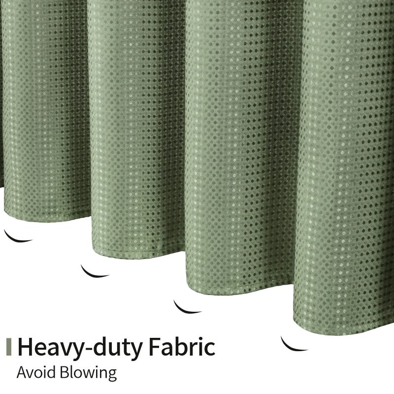 Mitovilla Extra Long 72x84 Startain Startain مع Snap-in Liner Sage Green Waffle XL ثقيلة القماش الستائر دش للدفاع للفنادق الفاخرة الحديثة - Image 4