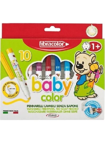 Fibracolor Baby Color Felt Tip Pen for 1+ Year Old Babies 10 Colors 