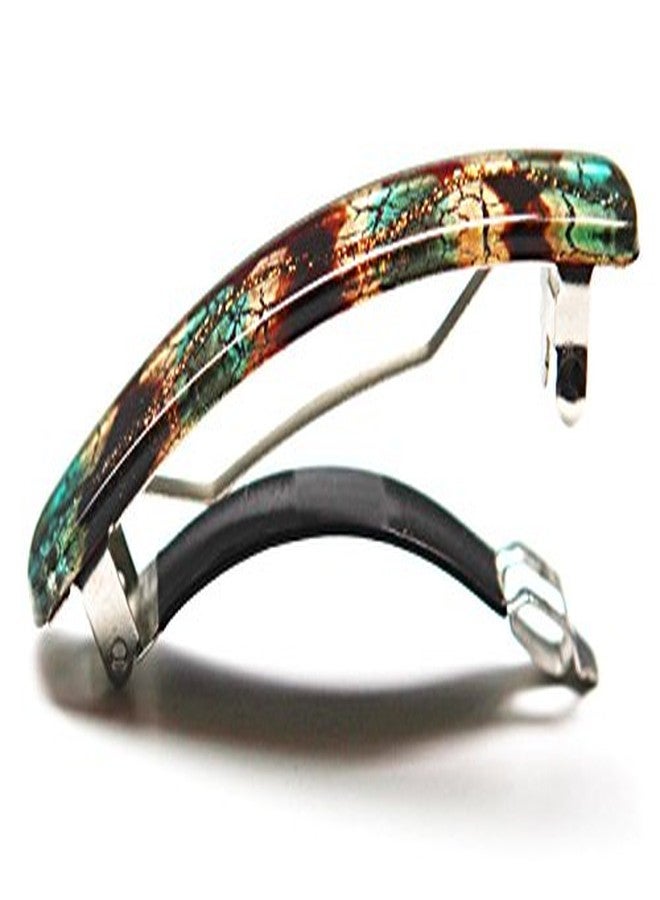 Belle Paris Vert Rose No-Slip Hand Painted Barrette Tortoise Shell 3 1/2 x 1/2 Inches R17 - Image 1