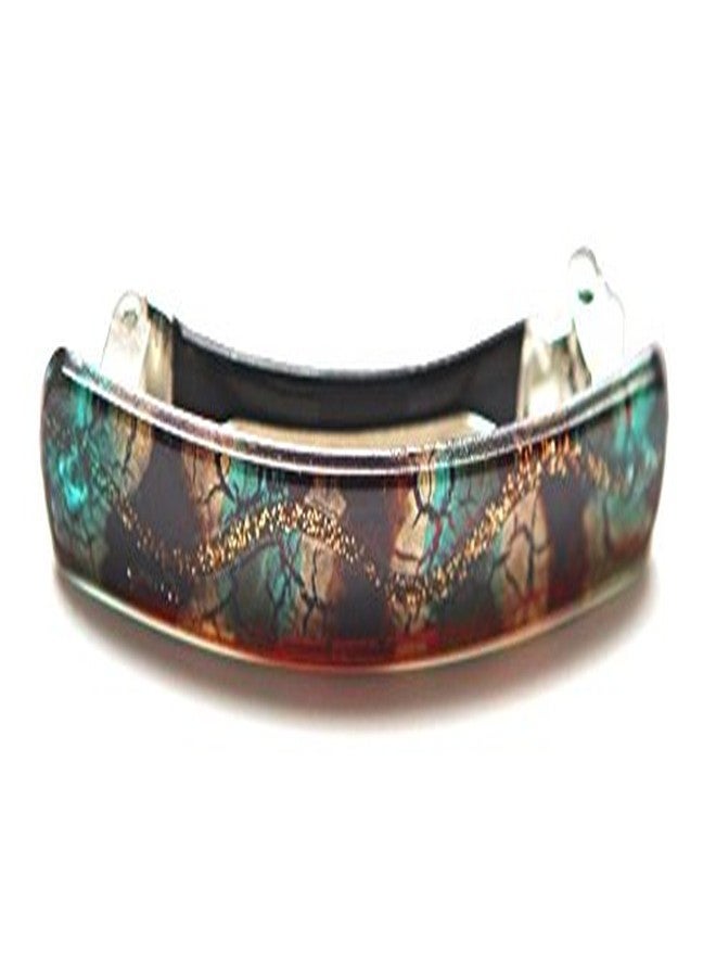 Belle Paris Vert Rose No-Slip Hand Painted Barrette Tortoise Shell 3 1/2 x 1/2 Inches R17 - Image 2