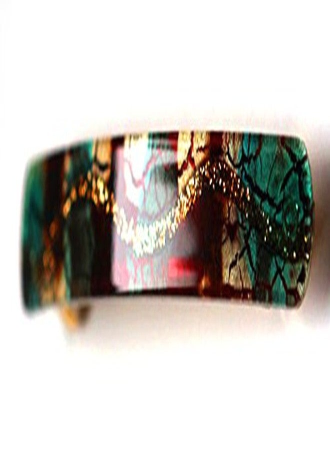 Belle Paris Vert Rose No-Slip Hand Painted Barrette Tortoise Shell 3 1/2 x 1/2 Inches R17 - Image 3