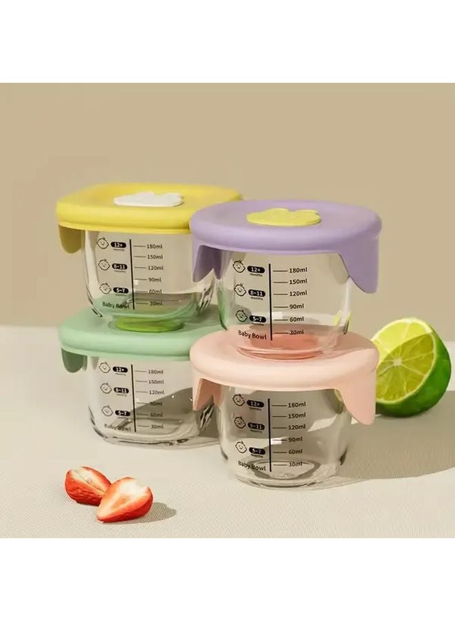 Purple and Yellow Glass Food Storage Containers 6oz Round Square Airtight Leak Proof with Measurement Markings - Image 5