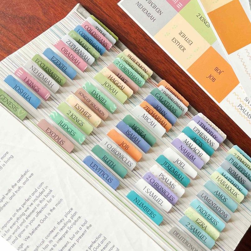 thinkor Laminated Bible Tabs, Reposition Large Print Stickers, Easy to Read and Apply Bible Tabs for Women and Man (Uniform) - Image 1
