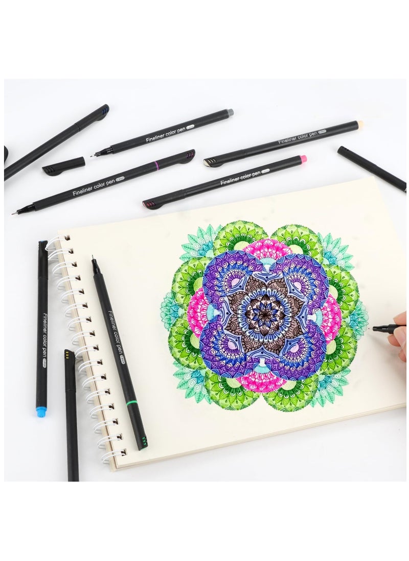 Generic - Fineliner Pens Set, 36 Colour Fine Tip Point Pens - 0.4mm Drawing Pens, No Bleed Fine Line Pen Perfect for Sketching, Drawing, and Writing - Ideal for Artists, Students, and Journaling - Image 1