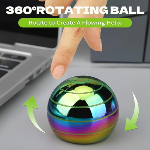 Dilabnba Kinetic Fidget Spinner Desk Toy for Kids Adults Cool Optical Illusion Gadget Metal Stress Relief Gyro Ball Easter Egg Stuffer Birthday Party Gift for Age 312 516 Rainbow - Image 5