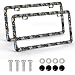 Pcnjozx 2PCS Floral License Plate Frames for Women Men Stainless Steel Decorative License Plate Holder Colorful Flower Car Accessories RustProof Universal Fit for Standard US Plates - Image 2