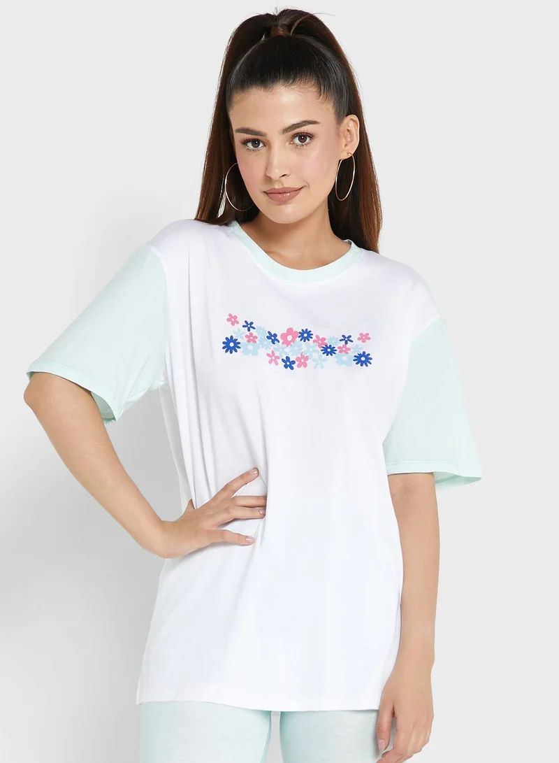Ginger Colourblock Graphic Tee & Shorts Set