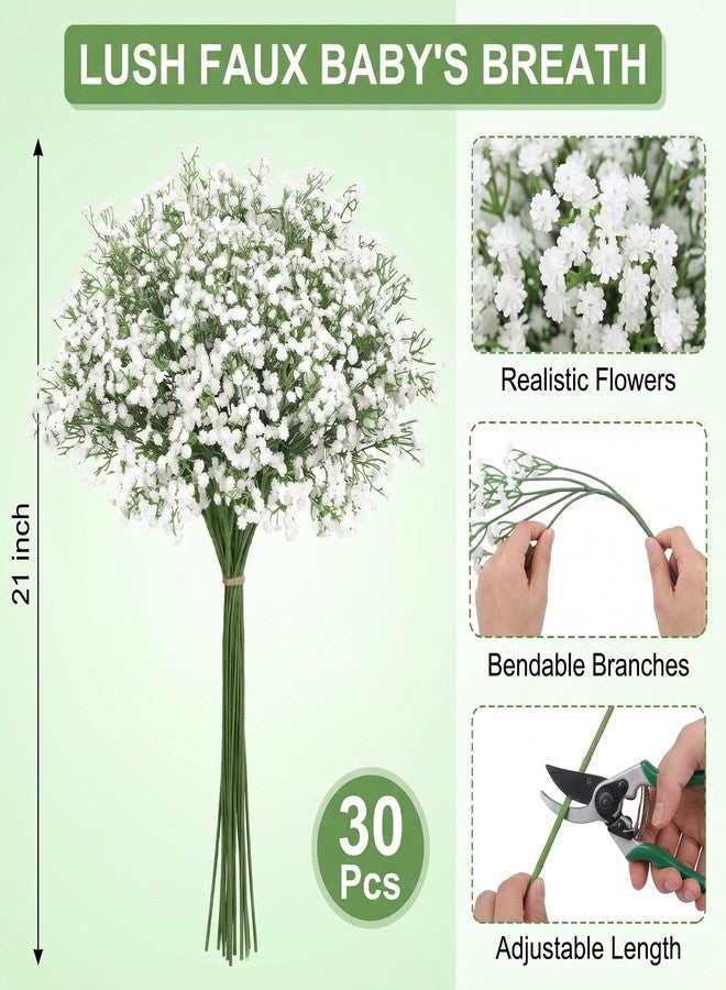 Roberly 30 Pcs Babys Breath Artificial Flowers, 22" Fake Gypsophila Flowers with Long Stems Real Touch Faux Greenery Plants DIY Flores Bouquet for Vase Wedding Floral Party Outdoor Garden Home Decor - Image 2