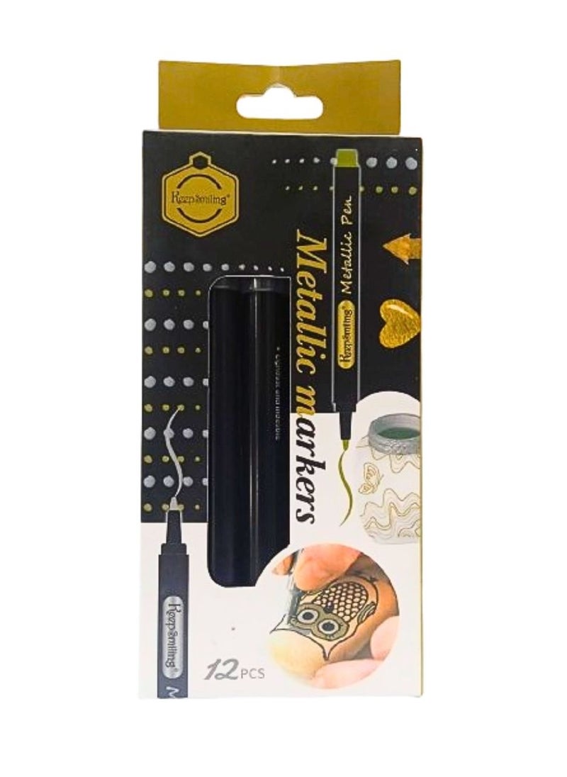 Keep Smiling Metallic Markers set of 12pcs GOLD Color  - Image 2
