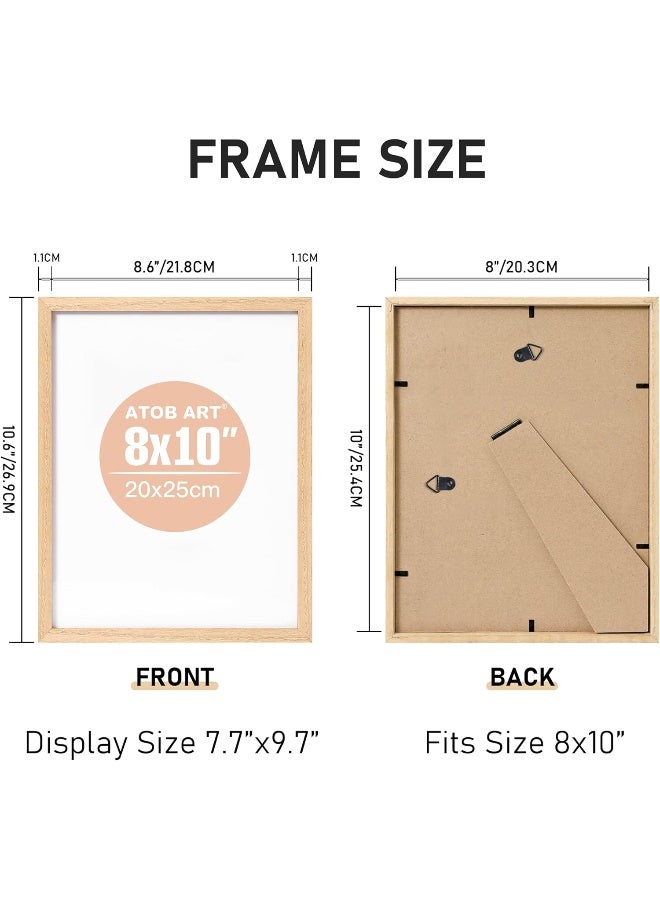 Atobart 8X10 Oak Natural Wood Photo Frame, 4 Pack Picture Frames Real Glass Front Wall Hanging Gallery For Wall And Tabletop Display, Set Of 5  - Image 3