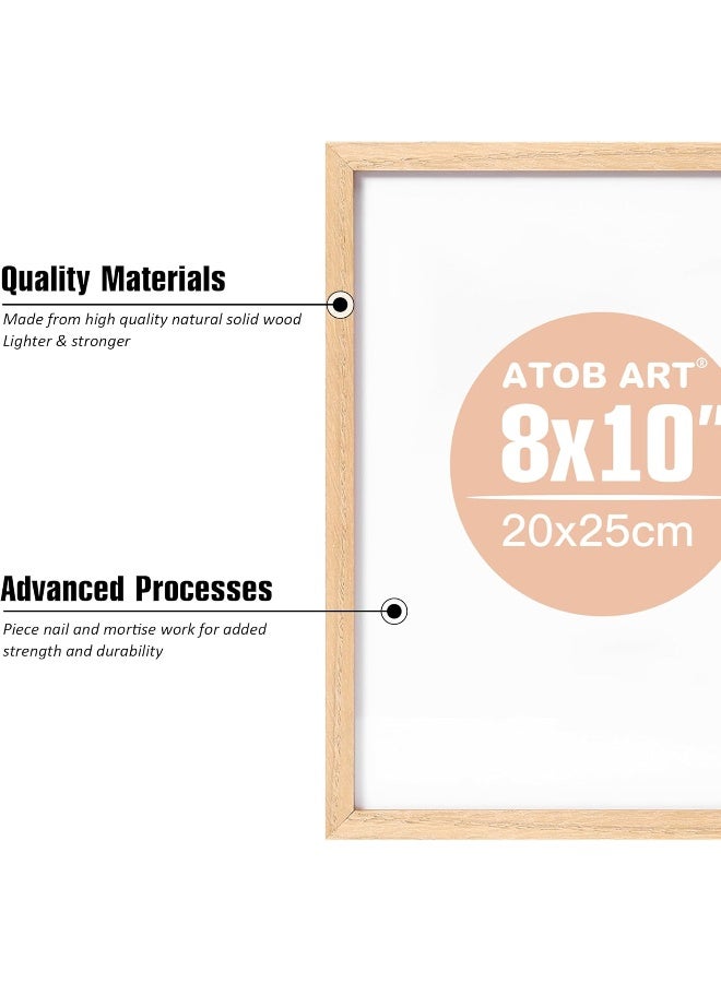 Atobart 8X10 Oak Natural Wood Photo Frame, 4 Pack Picture Frames Real Glass Front Wall Hanging Gallery For Wall And Tabletop Display, Set Of 5  - Image 5