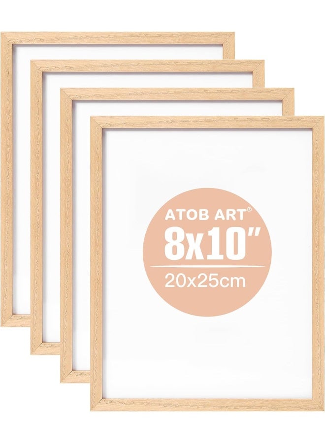 Atobart 8X10 Oak Natural Wood Photo Frame, 4 Pack Picture Frames Real Glass Front Wall Hanging Gallery For Wall And Tabletop Display, Set Of 5  - Image 1