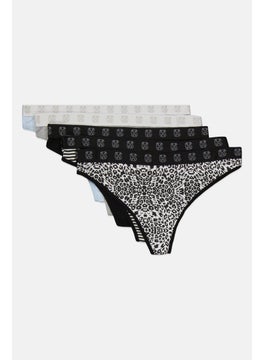 CXL by Christian Lacroix Women 5 Piece Brand Logo Thong Panties, White Combo  - Image 3
