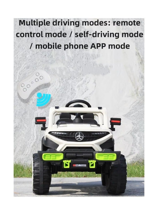 Kids Electric Ride-On Car 4x4 SUV with Remote Control, Self-Driving Mode & Mobile App Control, Rechargeable Battery, LED Lights – White - Image 1