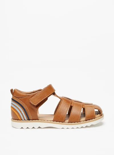 جونيورز Boys Solid Sandals With Hook And Loop Closure