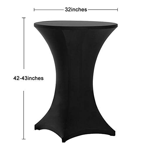 Tina's Tina 2 Pack 32x43 Inch Highboy Spandex Cocktail Table Covers Black, Cocktail Table Spandex Covers, Fitted Stretch Cocktail Tablecloth for Round Tables (2PC 32x43 Black) - Image 3