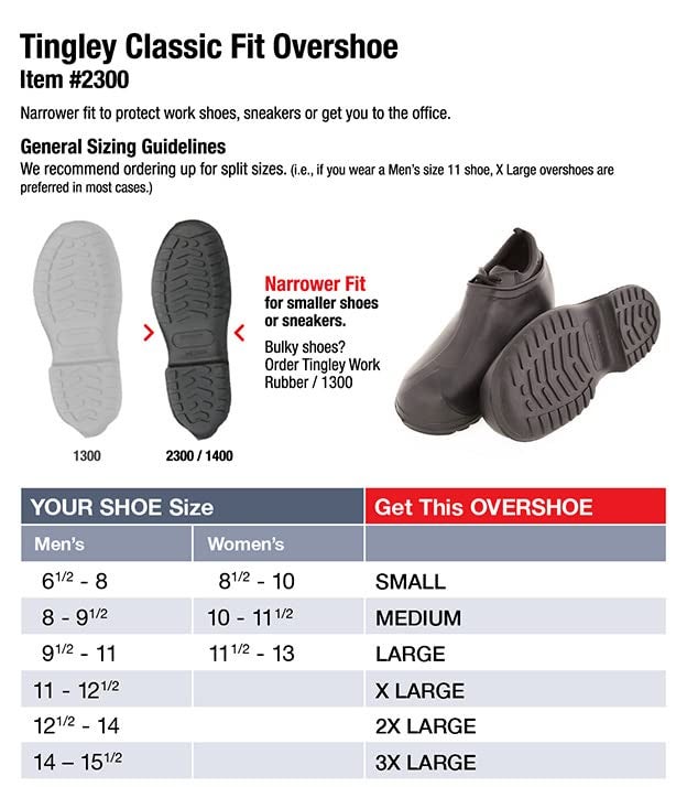 Tingley 2300 Work Rubber Classic Fit Overshoe  Large  Mens 9-1/2 - 11  Womens 11-1/2 - 13  Black - Image 5