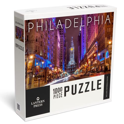 Lantern Press Philadelphia Pennsylvania Photography City Hall 1000 Piece Jigsaw Puzzle for Adults Made in USA with Reference Poster - Image 1