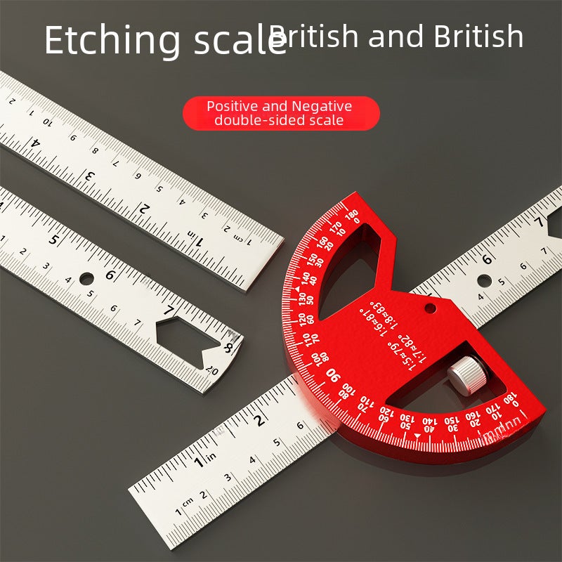 Multifunctional Angle Gauge Protractor Woodworking Measuring Tool Metric-inch Line Ruler Measuring Angle Gauge Activity Right Angle Ruler(Magnetic angle ruler 12 inch) - Image 5