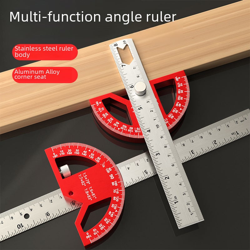 Multifunctional Angle Gauge Protractor Woodworking Measuring Tool Metric-inch Line Ruler Measuring Angle Gauge Activity Right Angle Ruler(Magnetic angle ruler 12 inch) - Image 2