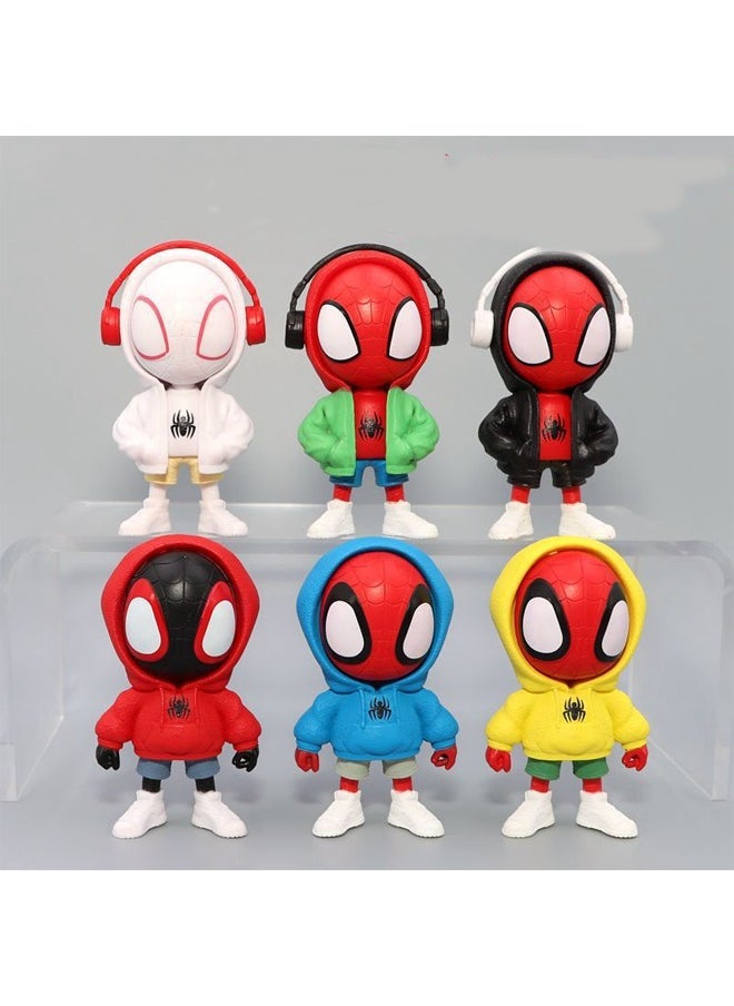 Six Fashionable Clothes Spider-Man Miles Figures Car Desktop Ornaments  - Image 1