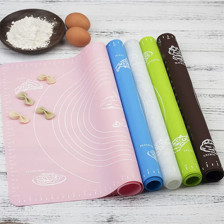 Winkelen Silicone Baking Mat - Non-Stick Fondant Rolling Mat, Silicone Kneading Dough Mat, Stretchable for Kitchen Roti Chapati Cake (50 * 40 CM, Pack of 1) (Multi Colour) - Image 1