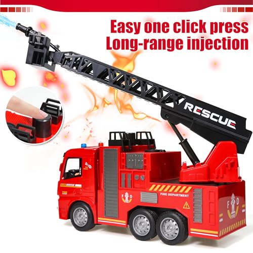MQDMINI Remote Control Fire Truck Toy Fireman Fire Truck with Jet Pump and Lights Red Toy for 3 Year Old Boys Girls and Toddlers - Image 5