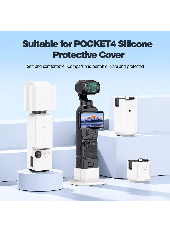 FUDIYA For DJI Osmo Pocket 4, soft silicone protective cover with scratch-resistant case for the camera(6-piece set), washable cover suitable for pocket camera accessory, protective cover compatible with DJI Osmo Pocket 4 (white) - Image 1