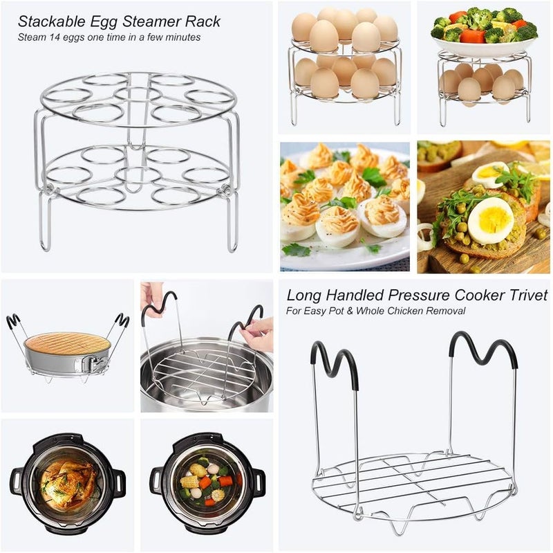 Sugaroom Accessories for Instant Pot, 100 PCS Pressure Cooker Accessories Set Compatible with Instant Pot Accessories 6 qt 8 quart-2 Steamer Baskets, Springform Pan, Egg Rack, Egg Bites Mold and More - Image 5