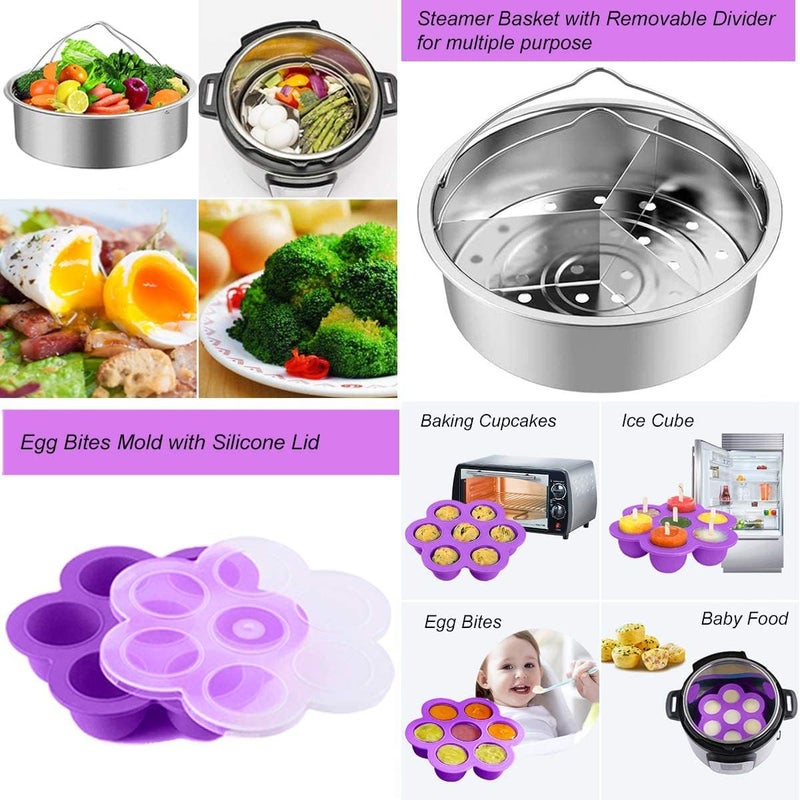 Sugaroom Accessories for Instant Pot, 100 PCS Pressure Cooker Accessories Set Compatible with Instant Pot Accessories 6 qt 8 quart-2 Steamer Baskets, Springform Pan, Egg Rack, Egg Bites Mold and More - Image 4