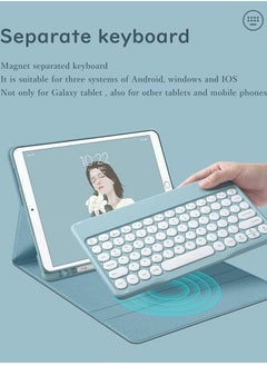 Y&D Keyboard for Galaxy Tab S8 2022 / S7 2020 11 Inch (SM-X700/X706/T870/T875/T878) Case Cute Color Round Key Wireless Detachable Bluetooth Cover with Pen Holder (MintGreen)  - Image 4