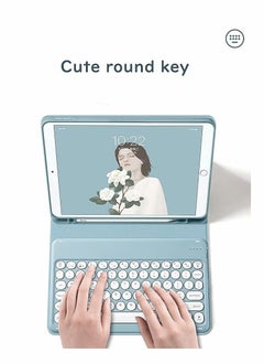 Y&D Keyboard for Galaxy Tab S8 2022 / S7 2020 11 Inch (SM-X700/X706/T870/T875/T878) Case Cute Color Round Key Wireless Detachable Bluetooth Cover with Pen Holder (MintGreen)  - Image 3