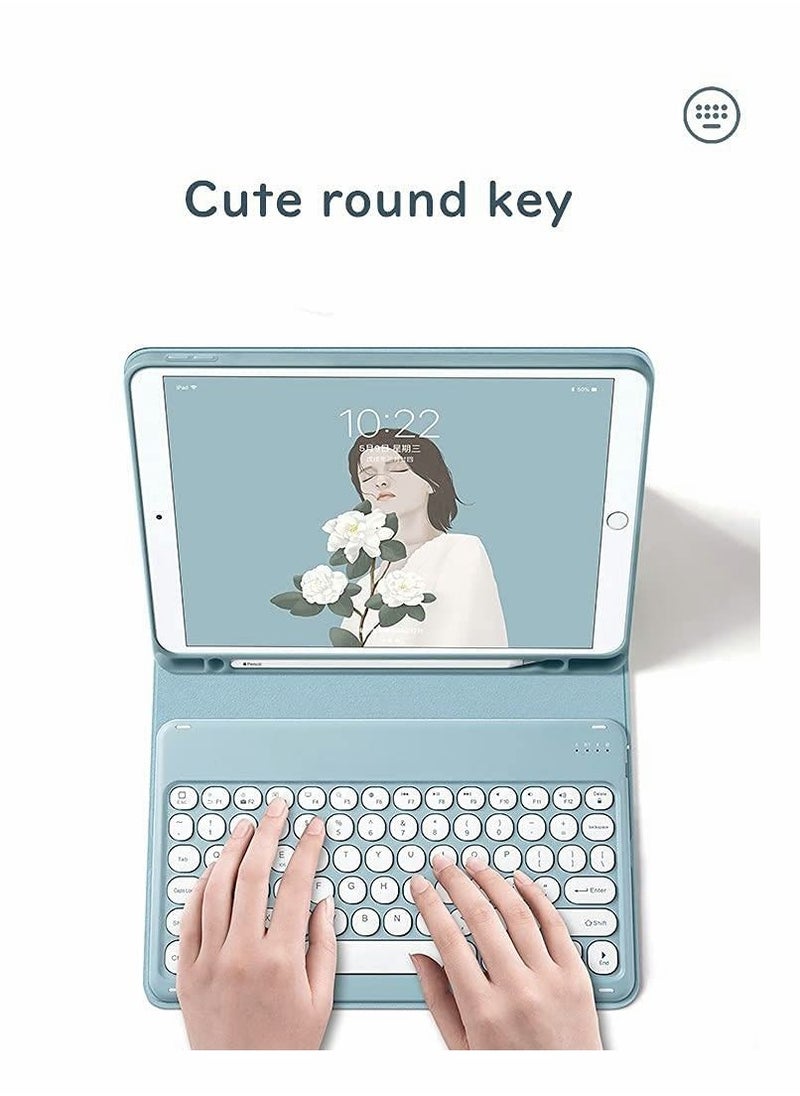 Y&D Keyboard for Galaxy Tab S8 2022 / S7 2020 11 Inch (SM-X700/X706/T870/T875/T878) Case Cute Color Round Key Wireless Detachable Bluetooth Cover with Pen Holder (MintGreen)  - Image 3