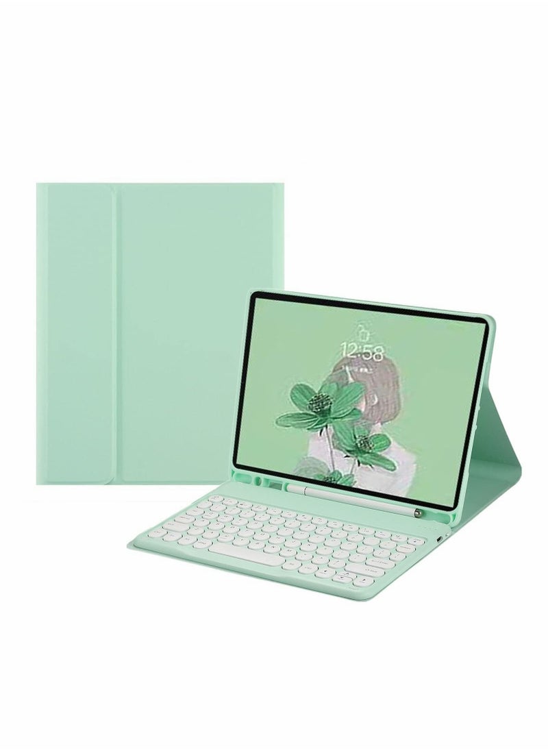 Y&D Keyboard for Galaxy Tab S8 2022 / S7 2020 11 Inch (SM-X700/X706/T870/T875/T878) Case Cute Color Round Key Wireless Detachable Bluetooth Cover with Pen Holder (MintGreen)  - Image 1