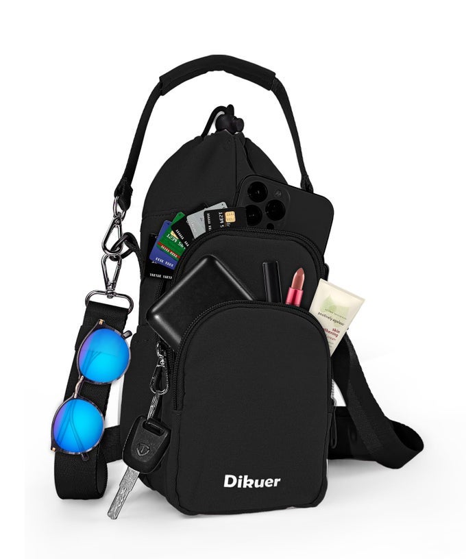 WATER BOTTLE HOLDER WITH STRAP 4 BIG POCKETS WITH COMPARTMENT 24OZ32OZ40OZ CROSSBODY WATER BOTTLE CARRIER BAG