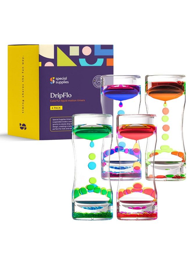Special Supplies Liquid Motion Bubbler Toy (4Pack) Colorful Hourglass Timer With Droplet Movement Bedroom Kitchen Bathroom Sensory Play Cool Home Or Desk Decor  - Image 1