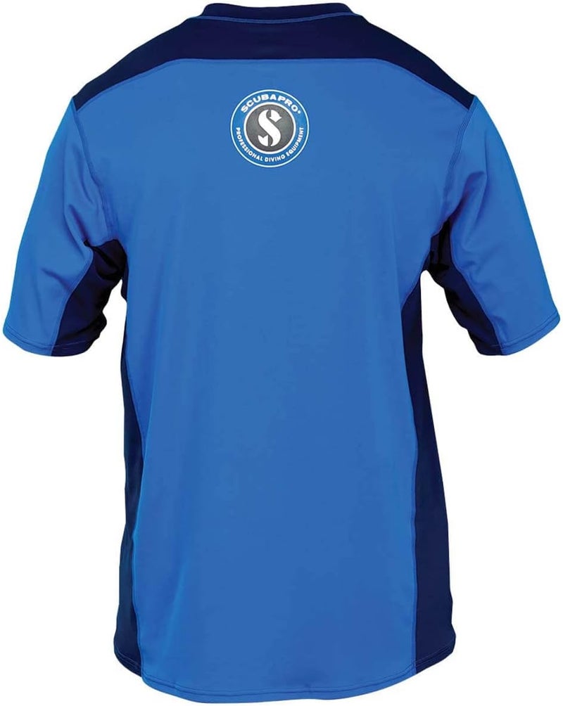 Scubapro SCUBAPRO Mens Channel Flow UPF 50 Rash Guard Diving Shirt ShortSleeve 2XLarge Aegean Blue - Image 2