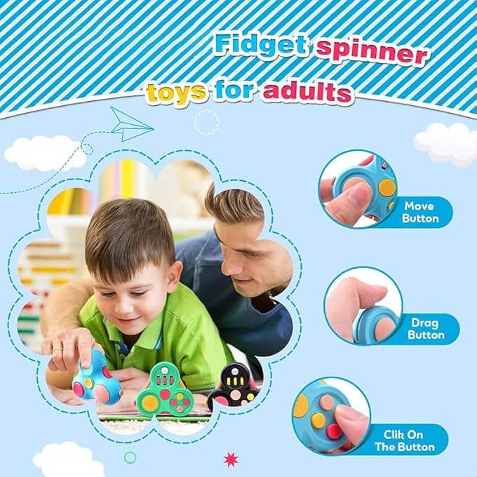 MIANQI Retro Fidget Pad Controller , Stress Relief Toys for Adults & Kids , Handheld Sensory Fidget Toy with 6 Functions , Stress Relief Cube Clicker Controller (YZ39-blue) - Image 5