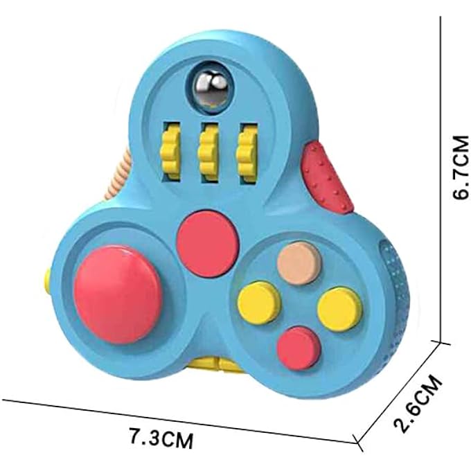 MIANQI Retro Fidget Pad Controller , Stress Relief Toys for Adults & Kids , Handheld Sensory Fidget Toy with 6 Functions , Stress Relief Cube Clicker Controller (YZ39-blue) - Image 2
