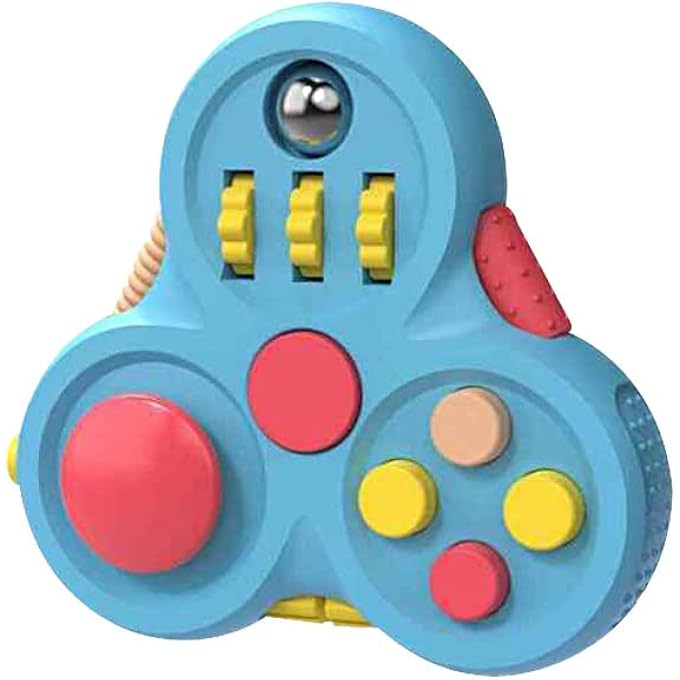 MIANQI Retro Fidget Pad Controller , Stress Relief Toys for Adults & Kids , Handheld Sensory Fidget Toy with 6 Functions , Stress Relief Cube Clicker Controller (YZ39-blue) - Image 1